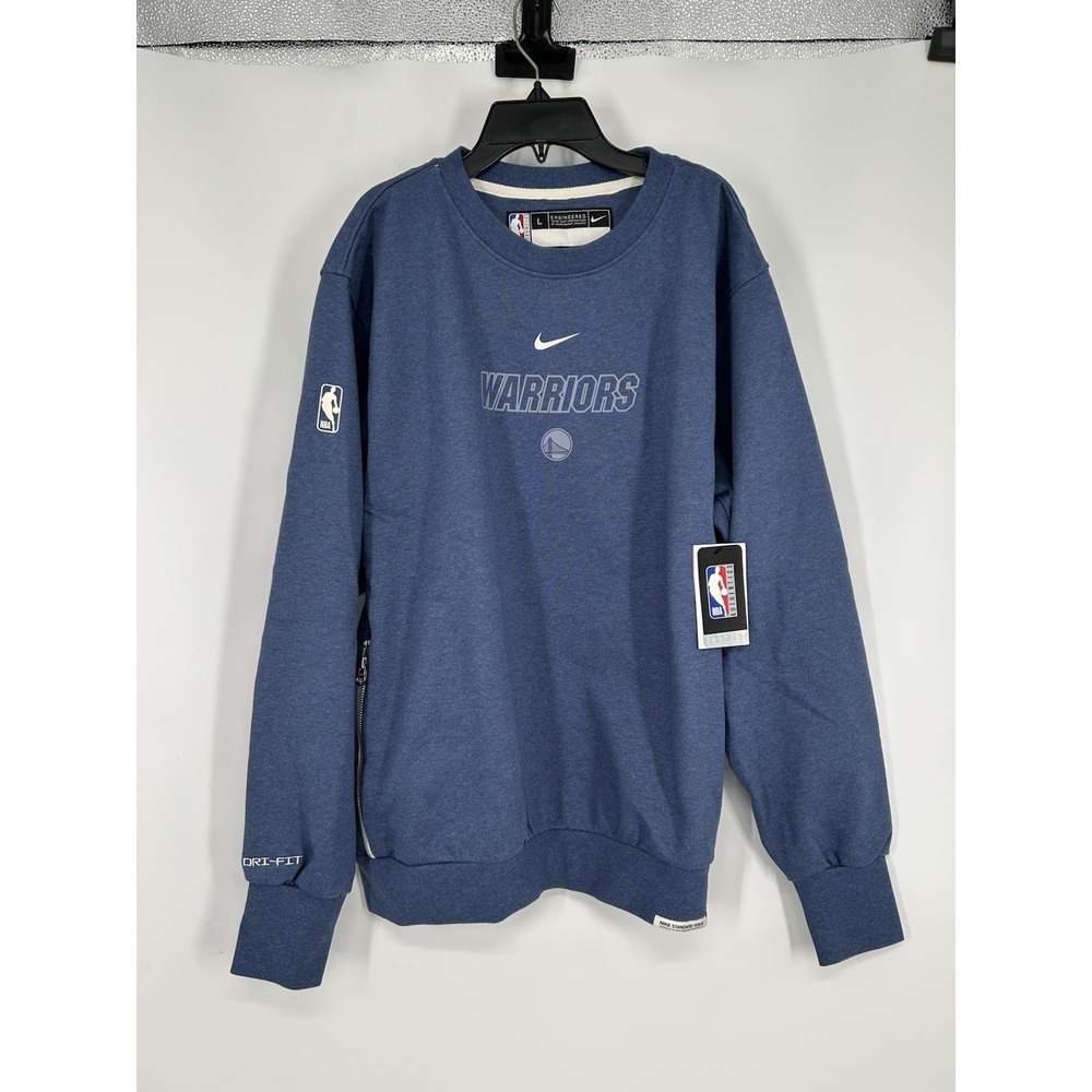 Golden State Warriors Nike Dri Fit Crewneck Sweatshirt Center Swoosh Blue Large